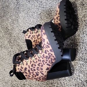 Cheetah heel boots